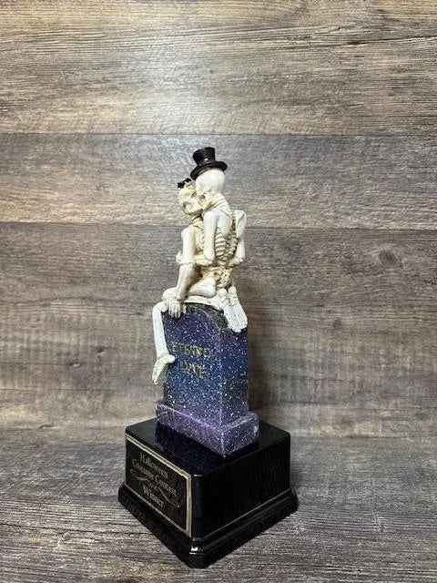 Halloween Trophy Couple Costume Contest Winner Skeleton Couple on a Tombstone Dia De Los Muertos Winner Couples Trophies Halloween Decor