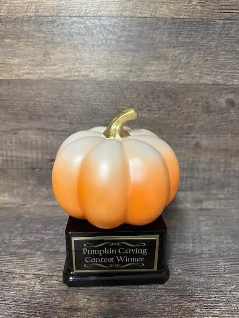Halloween Trophy Pumpkin Orange w/ White Top Pumpkin Carving Contest Best Costume Scariest Costume Halloween Decor Trunk or Treat