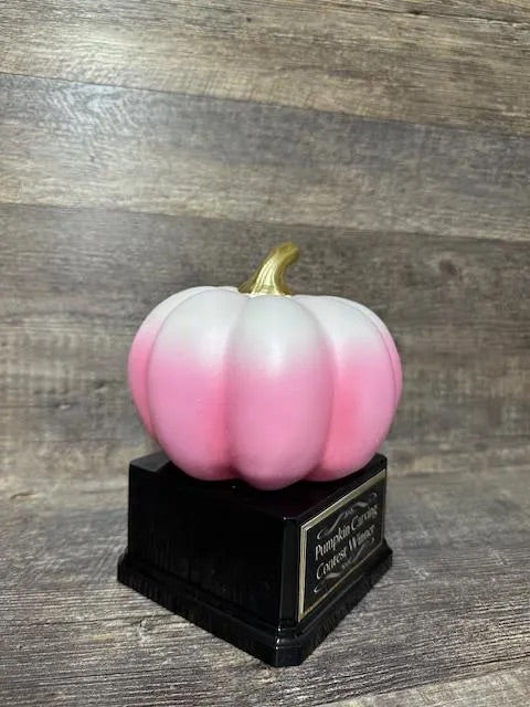Halloween Trophy Pumpkin Pink w/ White Top Pumpkin Carving Contest Best Costume Scariest Costume Halloween Decor Trunk or Treat