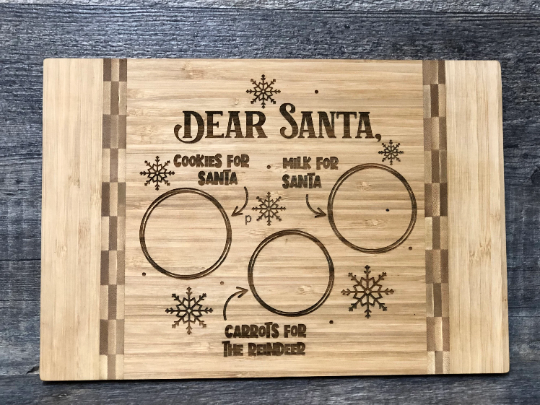 Christmas Tray Santa Cutting Board Snacks For Santa Cookies For Santa Christmas Eve Cutting Board Plate Platter Holiday Cookies For Santa Cutting Board Christmas Gift