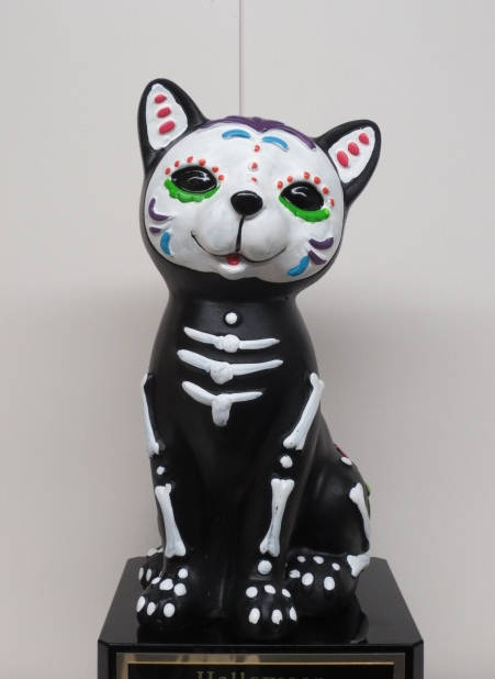 Halloween Trophy Trophies Day of the Dead Sugar Skull Cat Dia De Los Muertos Costume Contest Pumpkin Carving Contest Trophy Halloween Decor