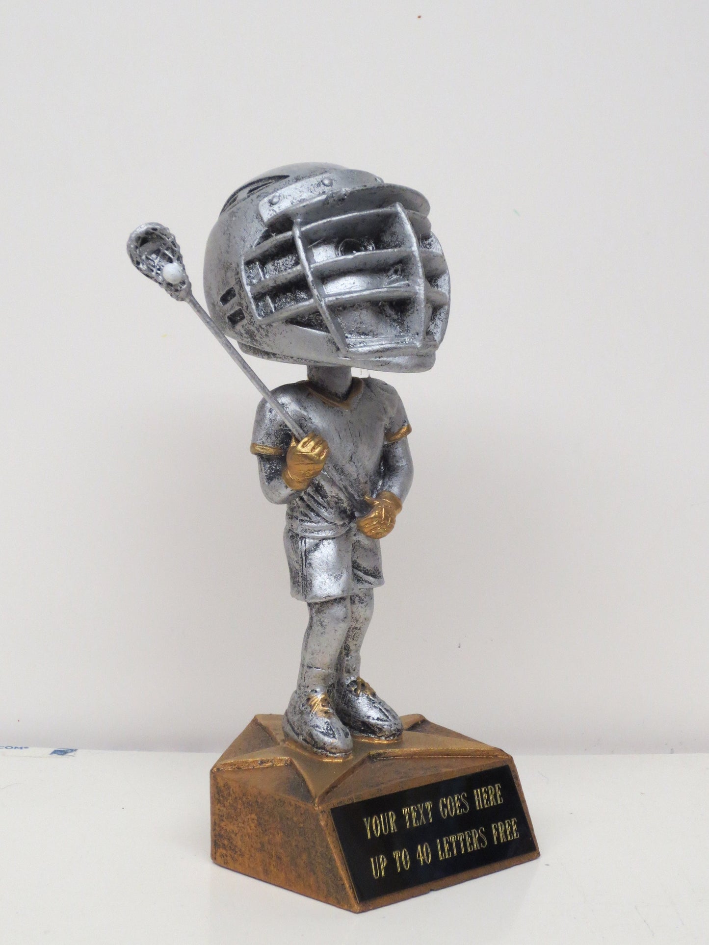 Lacrosse Trophy Sports Award Resin Bobble Head Participation Trophy Personalized Award LAX Trophy Includes FREE ENGRAVING