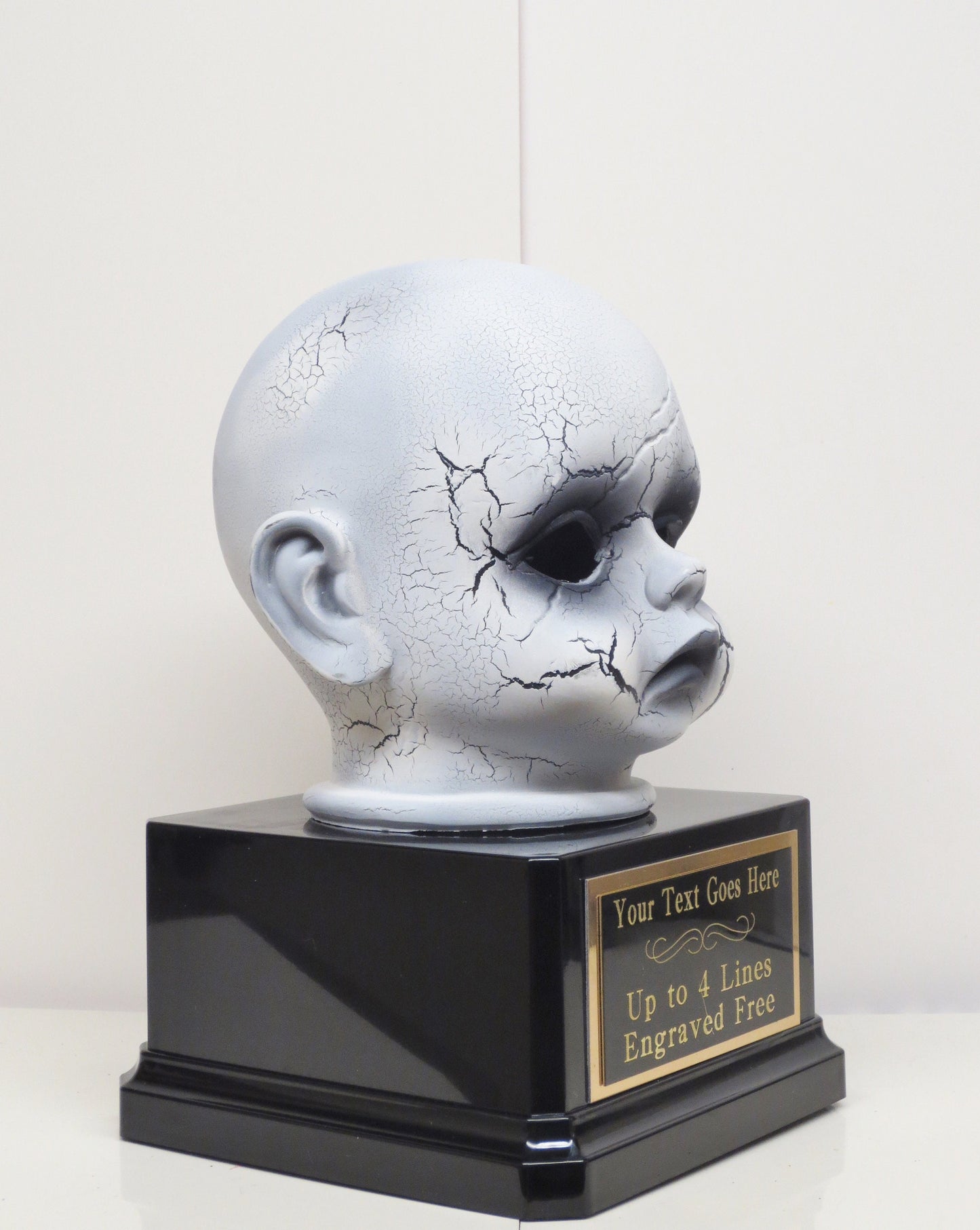 Halloween Trophy Costume Contest Trophy Winner Creepy Doll Head Rustic Halloween Decor Pumpkin Carving Contest Award Winner Scary Costume