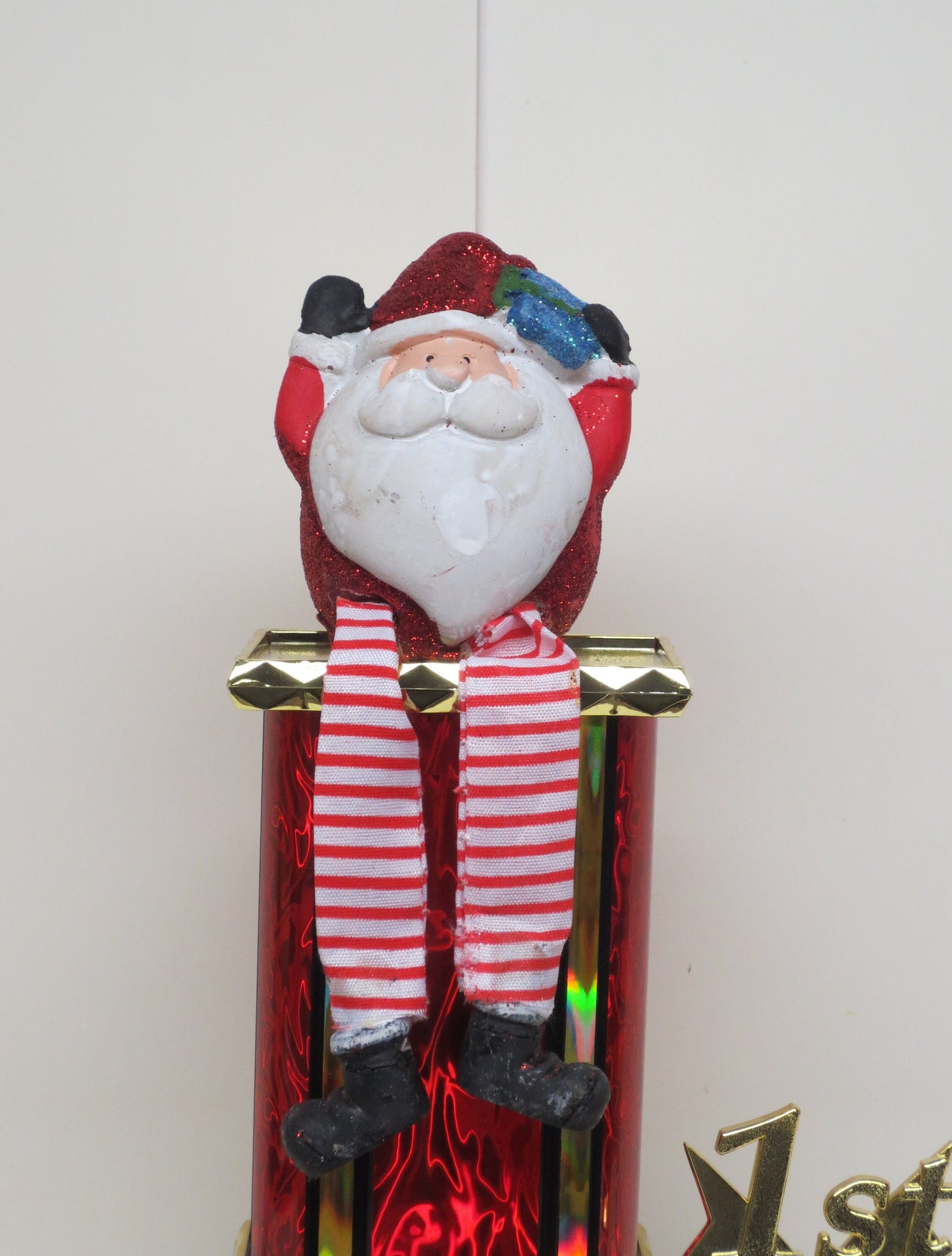 Ugliest Ugly Sweater Contest Trophy Christmas Party Santa w Dangle Leg Holiday Decor Christmas Decor Kids Gingerbread Cookie Bake Off Winner