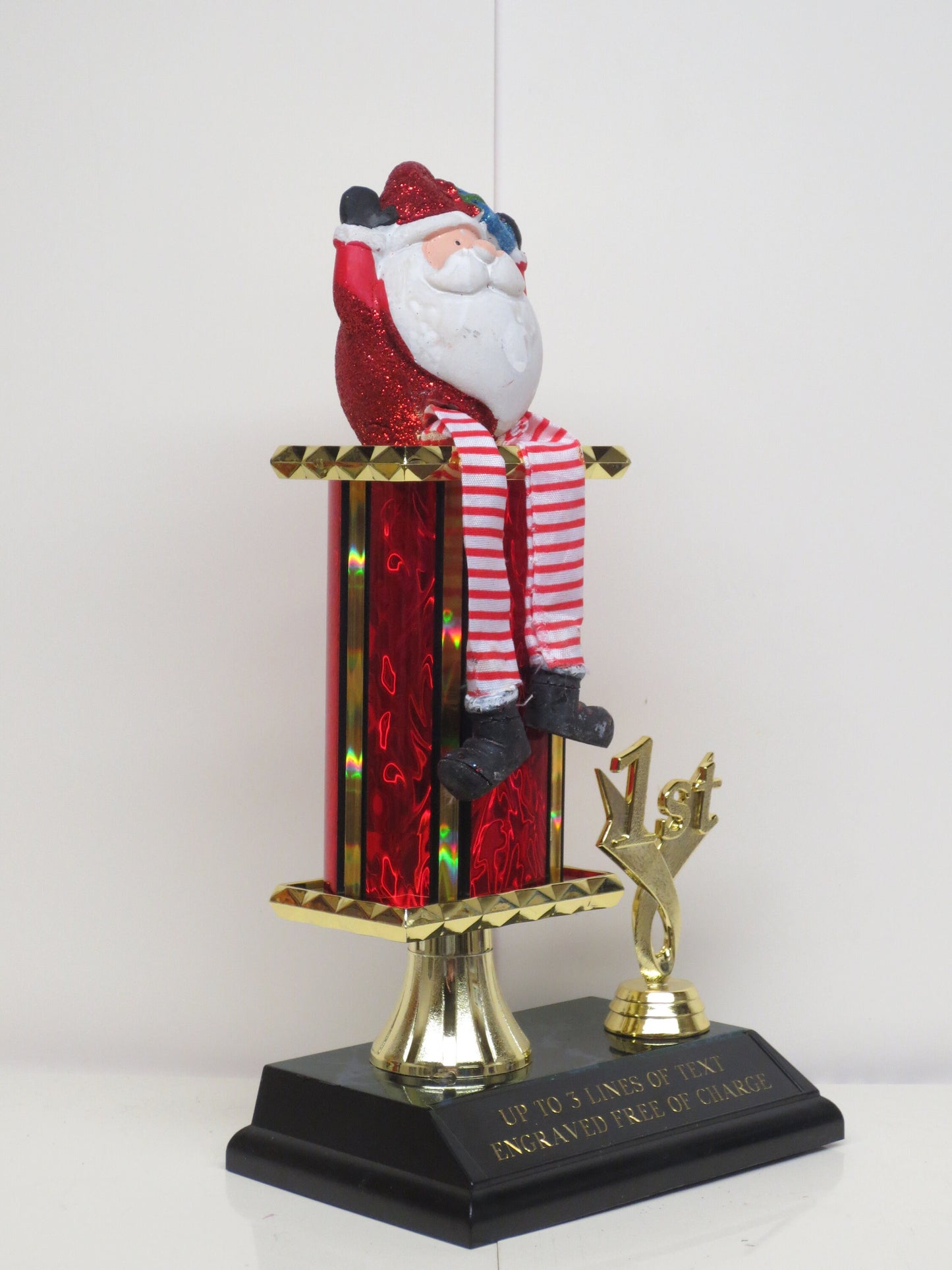 Ugliest Ugly Sweater Contest Trophy Christmas Party Santa w Dangle Leg Holiday Decor Christmas Decor Kids Gingerbread Cookie Bake Off Winner