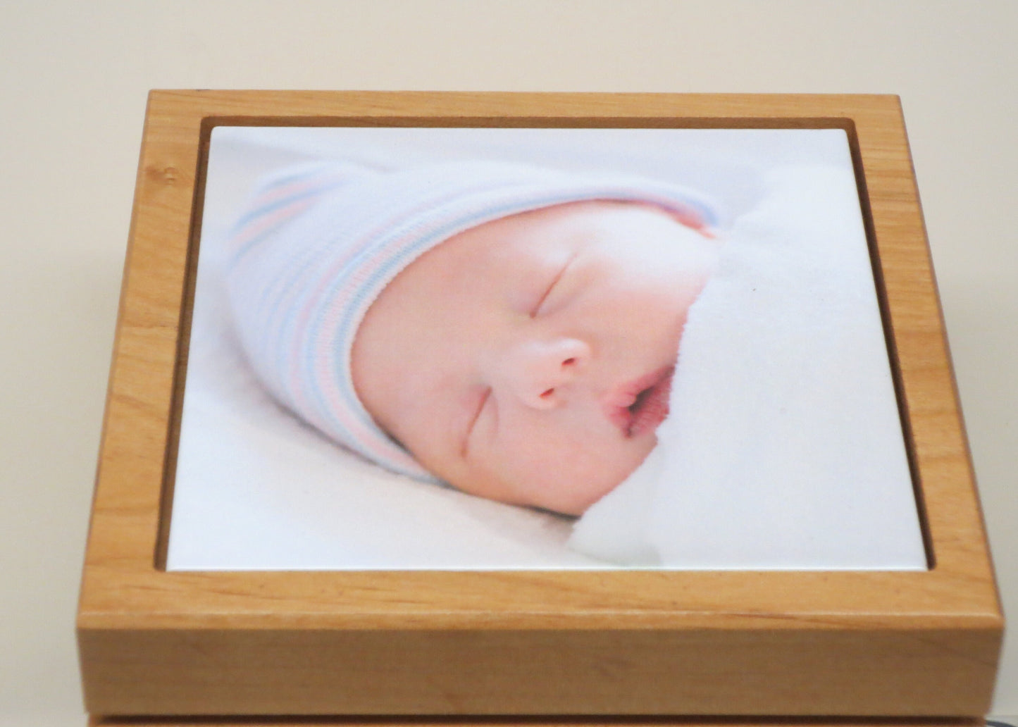 Baby Urn For Ashes Infant Child Loss Urn Baby Cremation Memorial Human Tile Photo & Personalized Engraved Tag Memorial Keepsake Red Alder