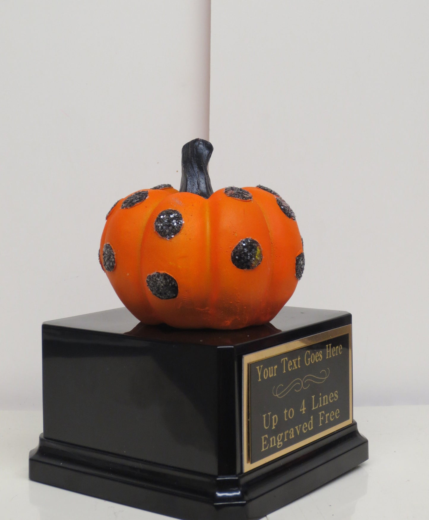 Halloween Trophy Pumpkin Carving Contest Winner Costume Contest Simple Black Polka Dot Glitter Jack O Lantern Trophy Trunk or Treat