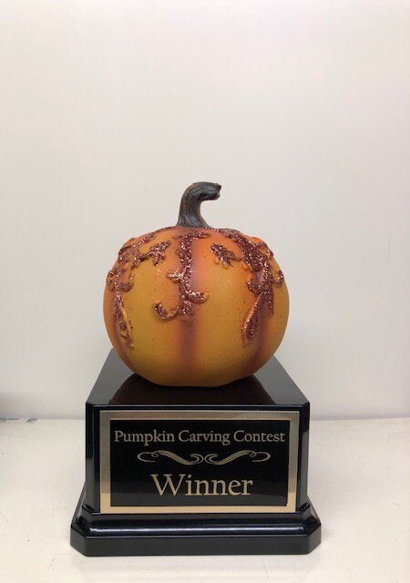 Halloween Trophy Trophies Set of Three Elegant Glitter Costume Contest Winner Pumpkin Carving Contest Halloween Decor Trunk or Treat