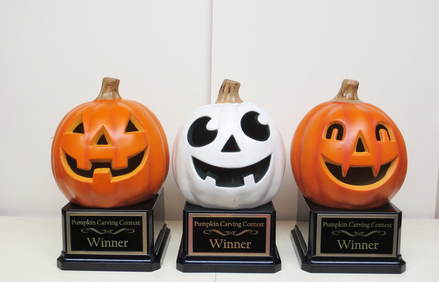 Halloween Trophy Halloween Trophies THREE Trophy Pumpkin Carving Contest Trophy or Best Costume Contest Jack O Lantern Halloween Decor