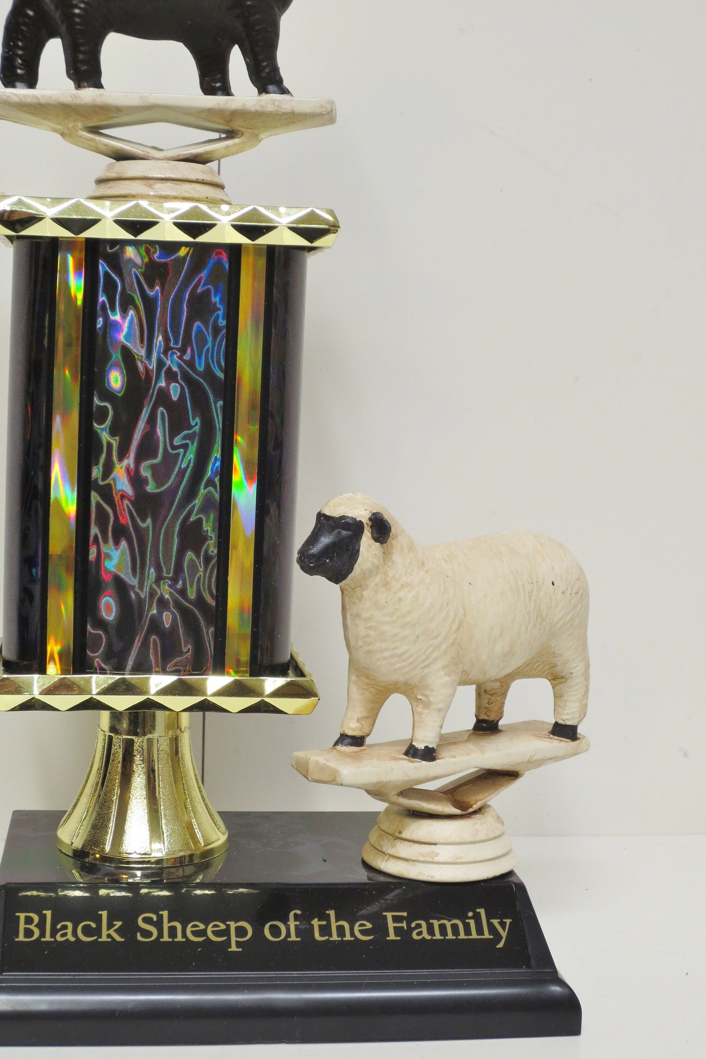 Funny Trophy Black Sheep of the Family Award Gag Gift Hand Painted Funny Family Holiday Black Sheep White Sheep Personalized Custom Engraved