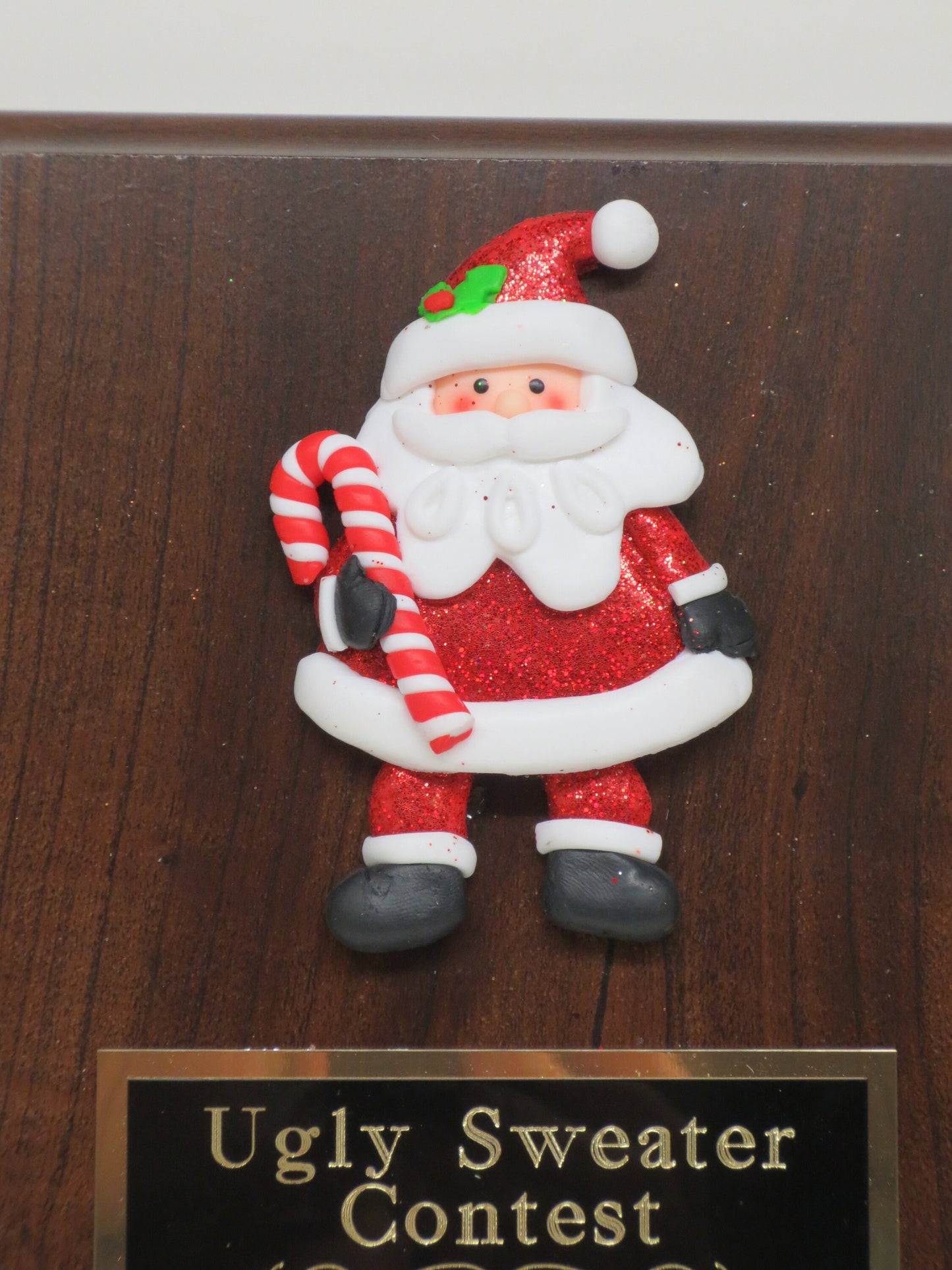 Ugliest Ugly Sweater Trophy Plaque Candy Cane Santa Best Decorated Door Office House Gingerbread Cookie Bake Off Holiday Christmas Decor