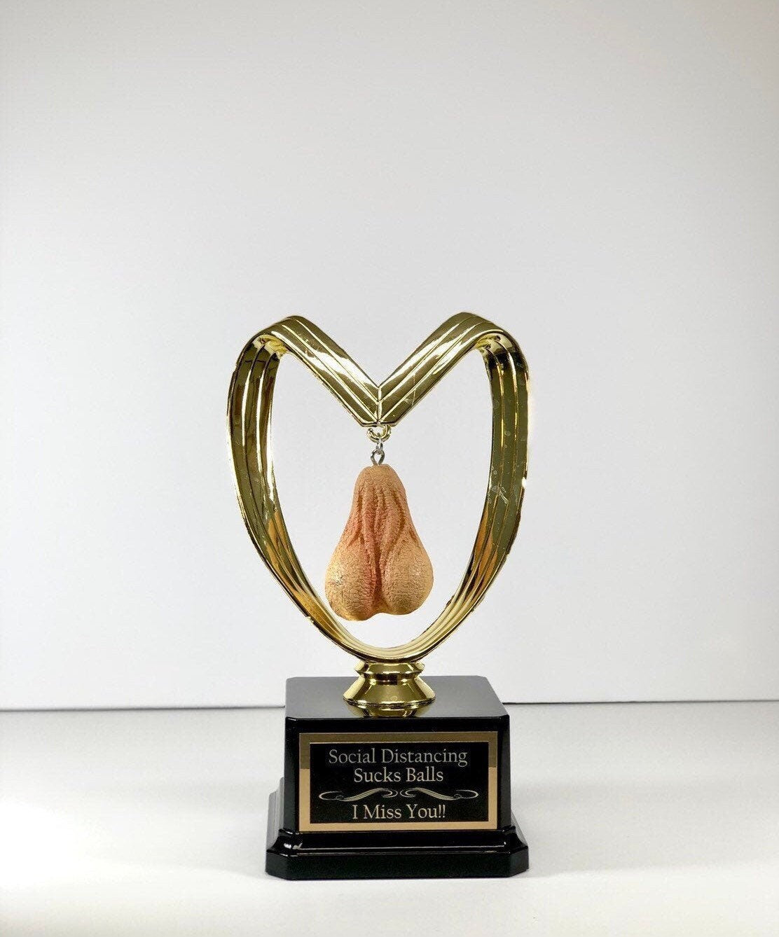 Birthday Quarantine Gag Gift Social Distancing Sucks Balls Miss You Personalized Dirty 30 From A Distance Funny Trophy Adult Humor Testicle