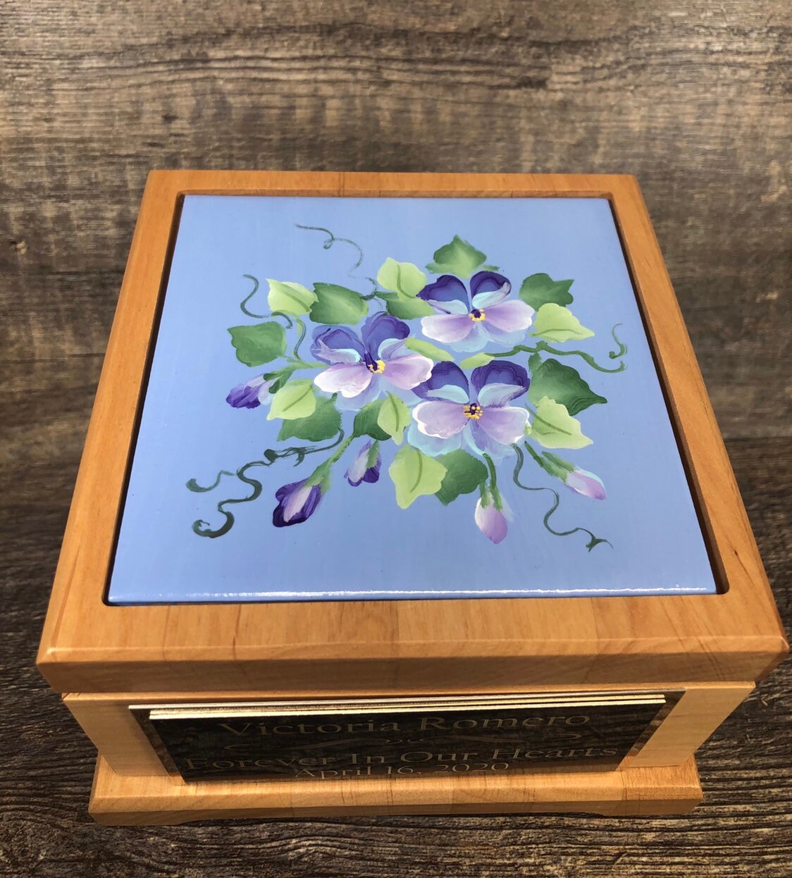Baby Cremation Urn Hand Painted Flowers Infant Urn For Ashes Small Child Boy Girl Memorial Human Urn Custom Engraved Tag Memorial Keepsake