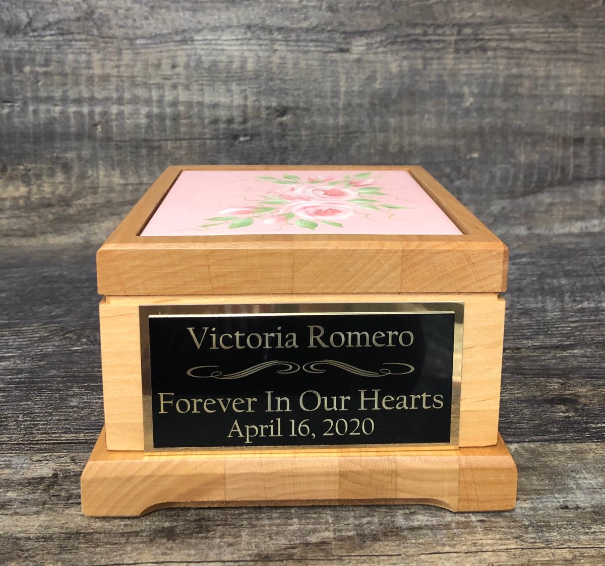 Miscarriage Cremation Urn Baby Memorial Keepsake Baby Girl Pink Urn For Ashes Infant Urn Hand Painted Roses Personalized Tag Memorial Gift