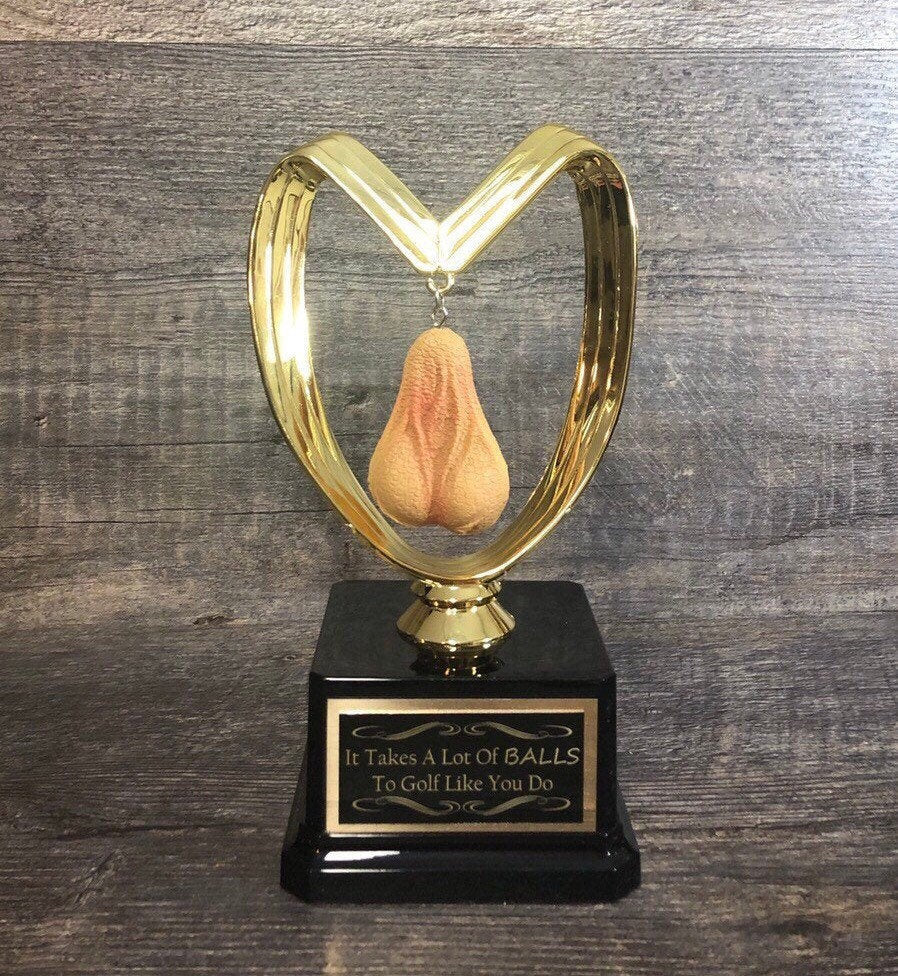 You Suck Balls Trophy Fantasy Football Trophy FFL Funny Trophy Birthday Gag Gift Loser Last Place You've Got Balls Adult Humor Testicle