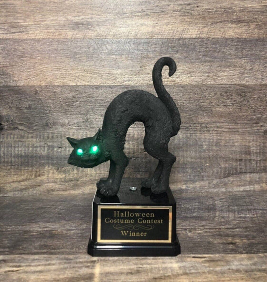 Halloween Trophy Scariest Costume Contest Pumpkin Carving Contest Black Cat LIGHT UP EYES Day of the Dead Dia De Los Muertos Halloween Decor