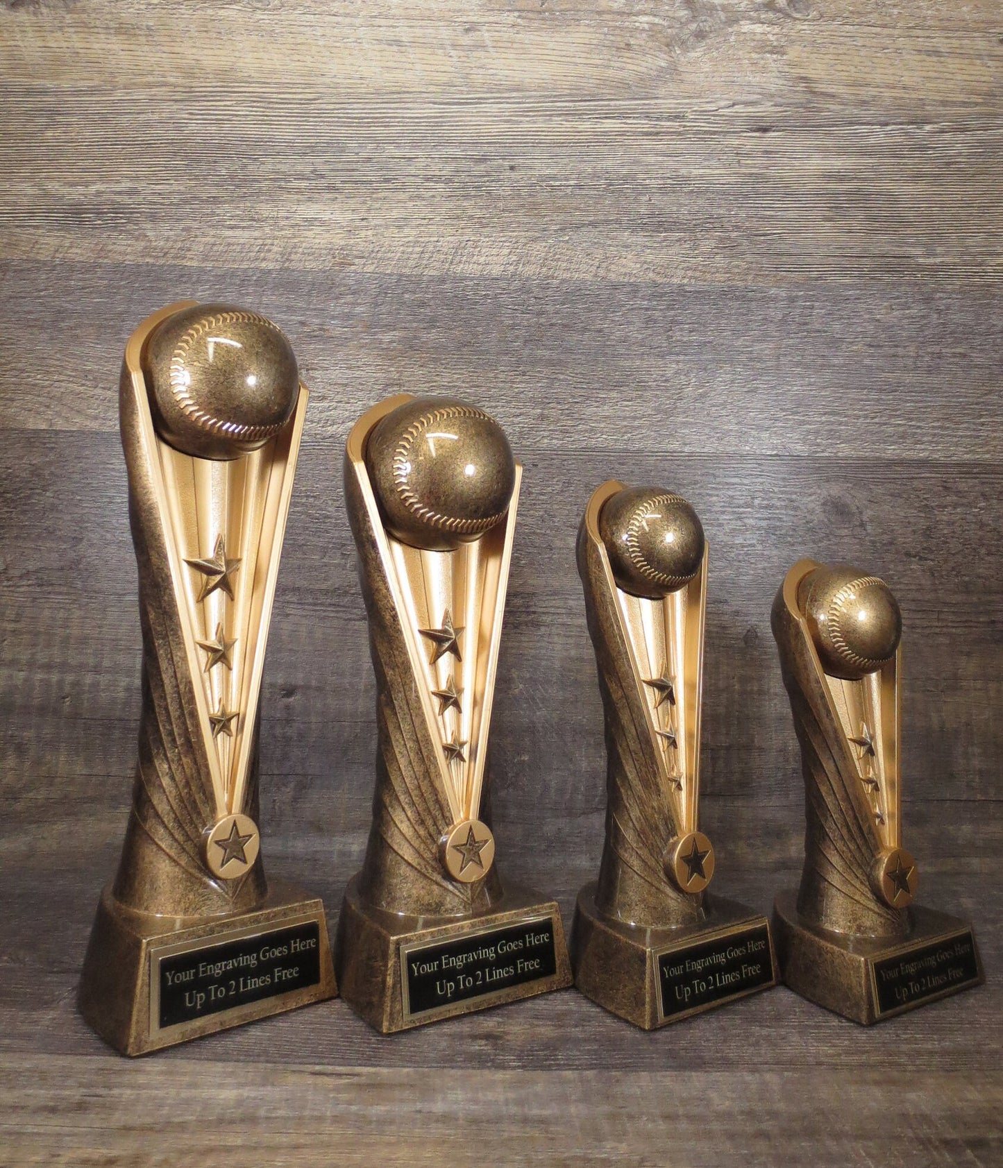 Baseball Trophy Trophies Set Of 4 Award Baseball Trophy FBB Fantasy Baseball League Champion Championship Team Award Personalized
