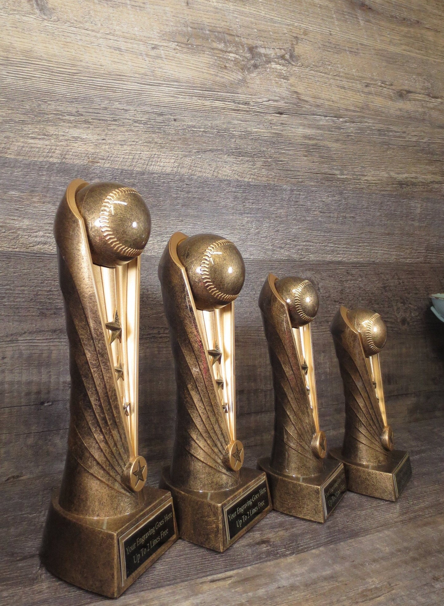 Baseball Trophy Trophies Set Of 4 Award Baseball Trophy FBB Fantasy Baseball League Champion Championship Team Award Personalized
