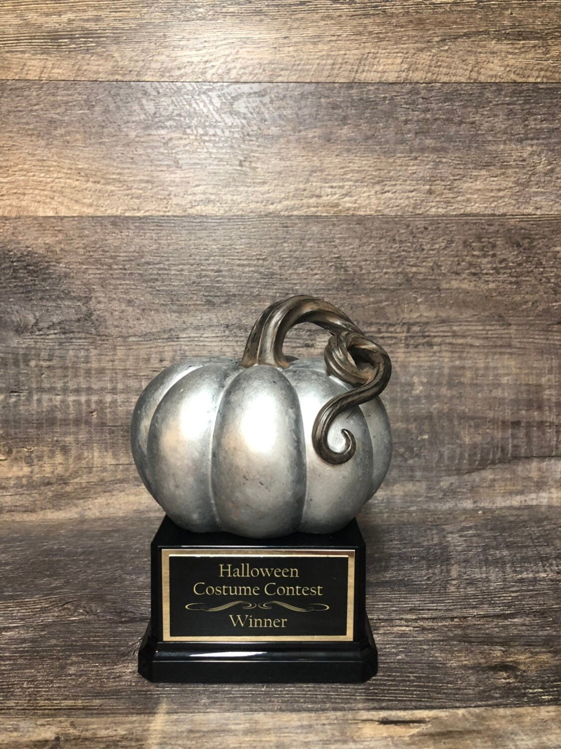 Halloween Wedding Trophy Silver Metallic Pumpkin Table Centerpiece Carving Contest Trophy or Best Costume Contest Halloween Decor