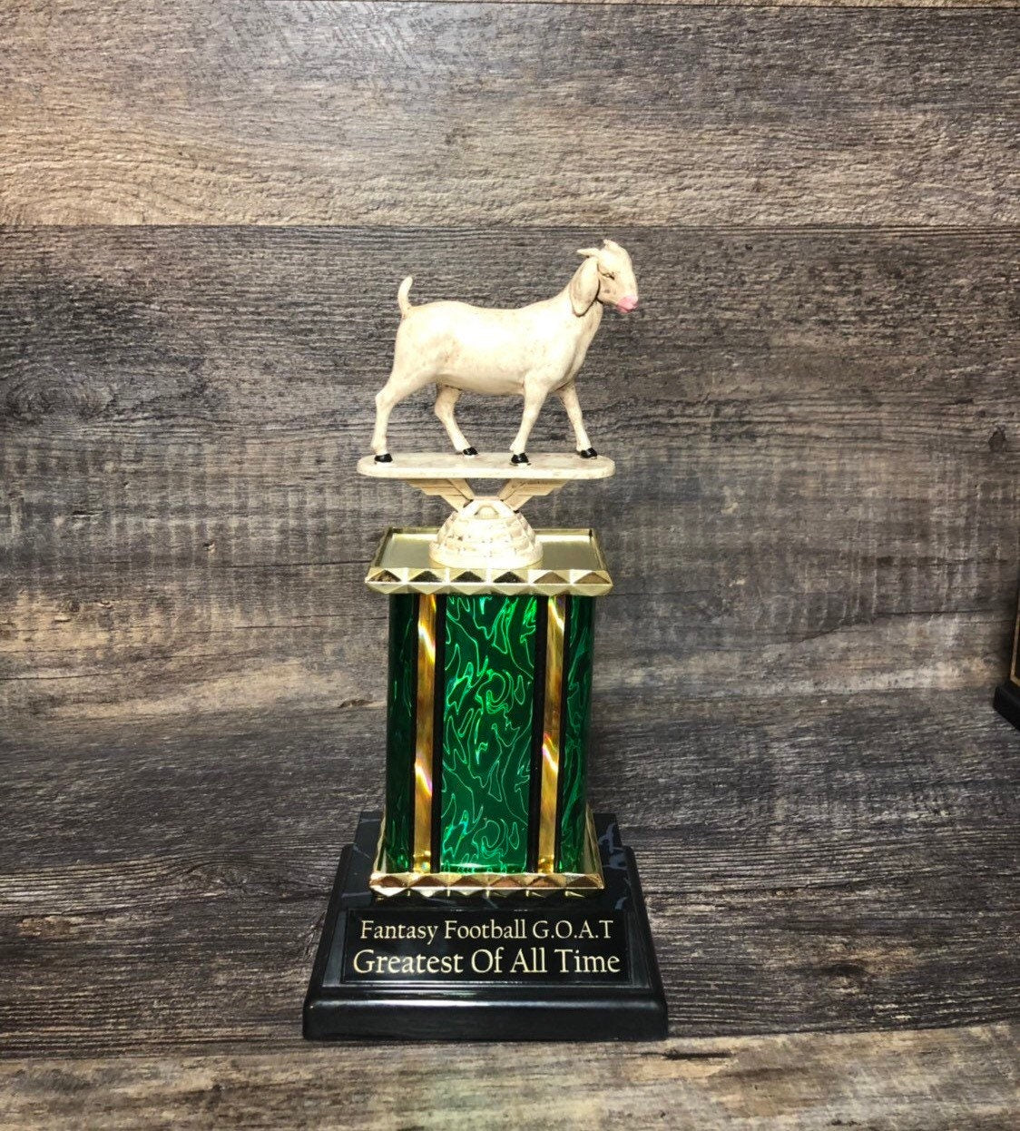 Soccer Trophy Funny GOAT Greatest of All Time Award Bragging Rights Best Stats Top Score Achievement Award Fantasy Soccer Winner