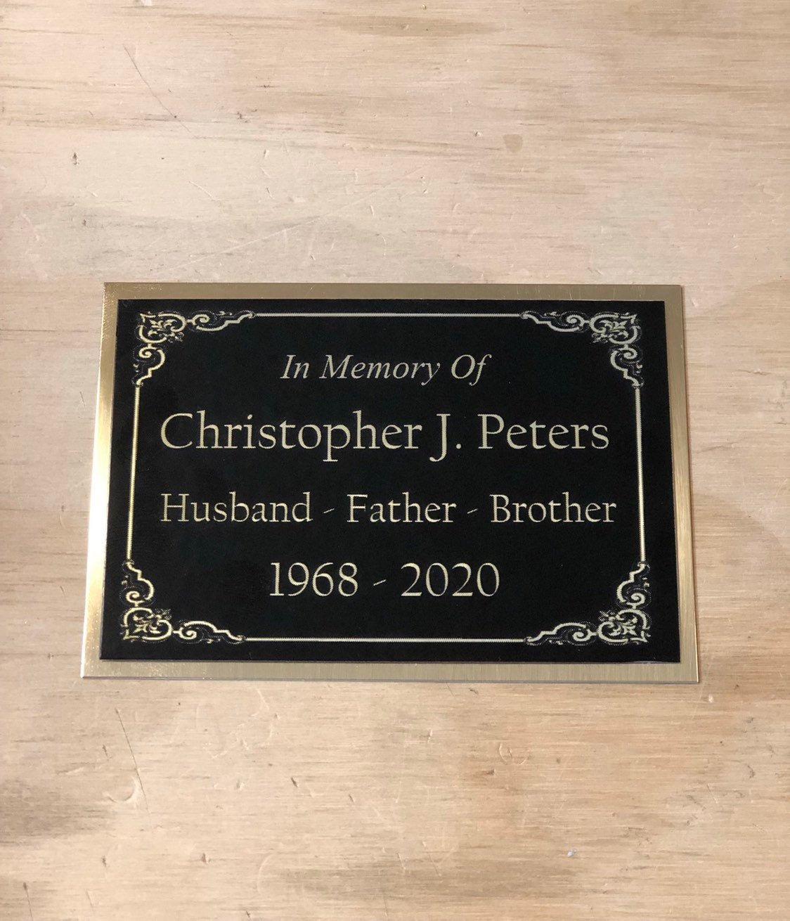 BRASS Memorial Urn Plaque Custom Engraved Name Plate Cremation Urn or Memorial Urn Black/Gold Backing Engraved Urn Name Plate In Memory of