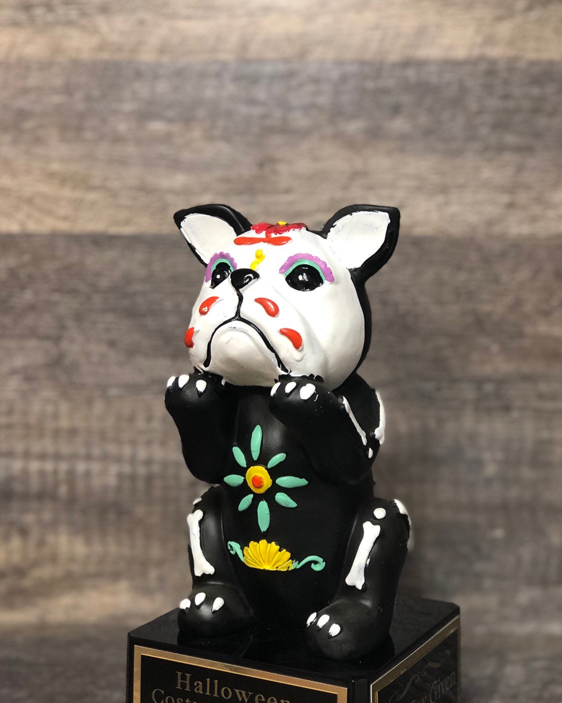 Halloween Trophy Day of the Dead Sugar Skull Dog Halloween Costume Contest Winner Trophy Pumpkin Carving Contest Winner FREE ENGRAVING