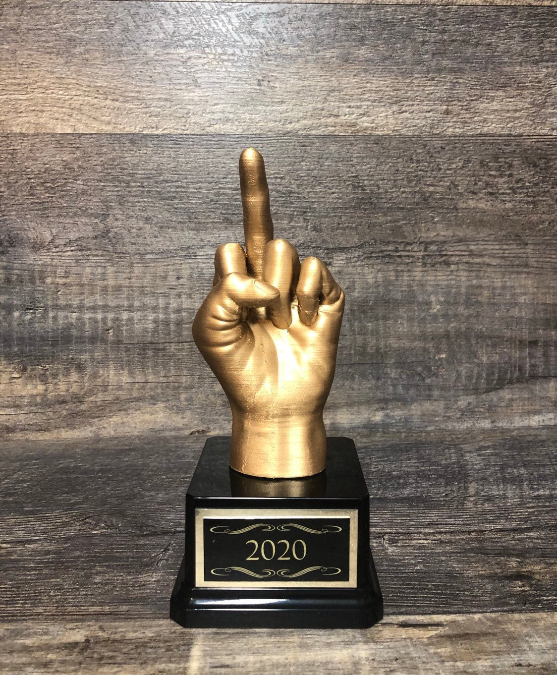 Funny Trophy Middle Finger Gag Gift Adult Humor Friend Birthday Gift Flipping You The Bird F*ck You Trophy One Finger Two Words