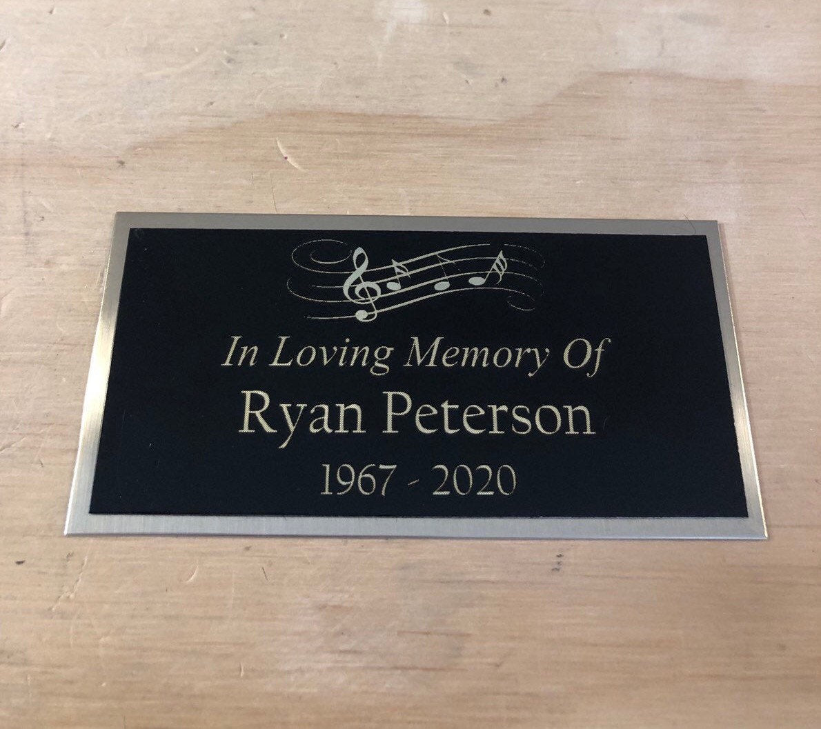 Memorial Urn Plaque Custom Music Notes Name Plate for Cremation Urn or Memorial Plaque Engraved Plate Name Plaque In Loving Memory of