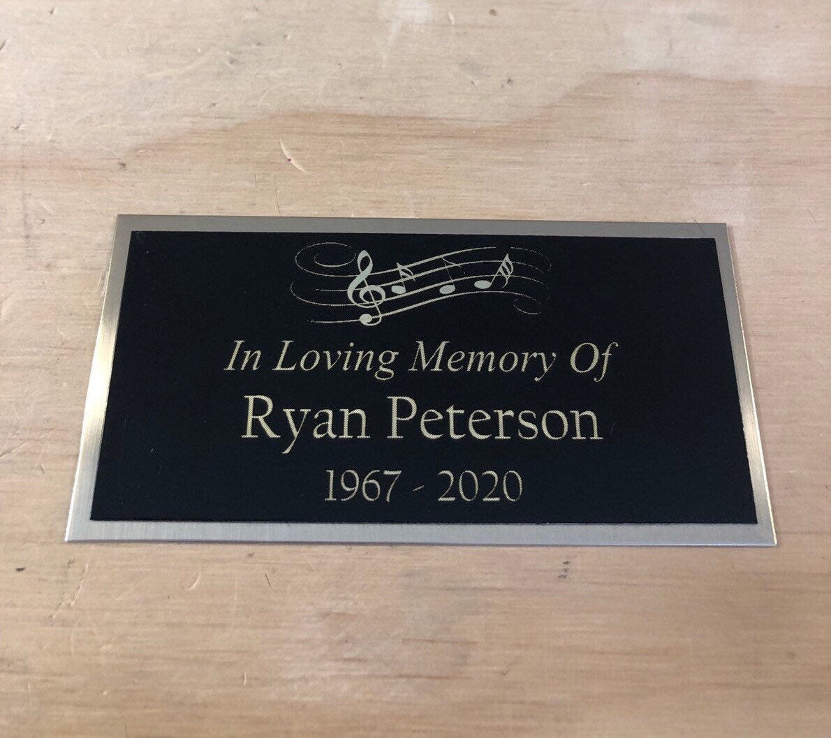 Memorial Plaque MUSIC NOTES Name Plate for Cremation Urn or Memorial Plaque Engraved Plate Name Plaque Name Plate In Loving Memory of