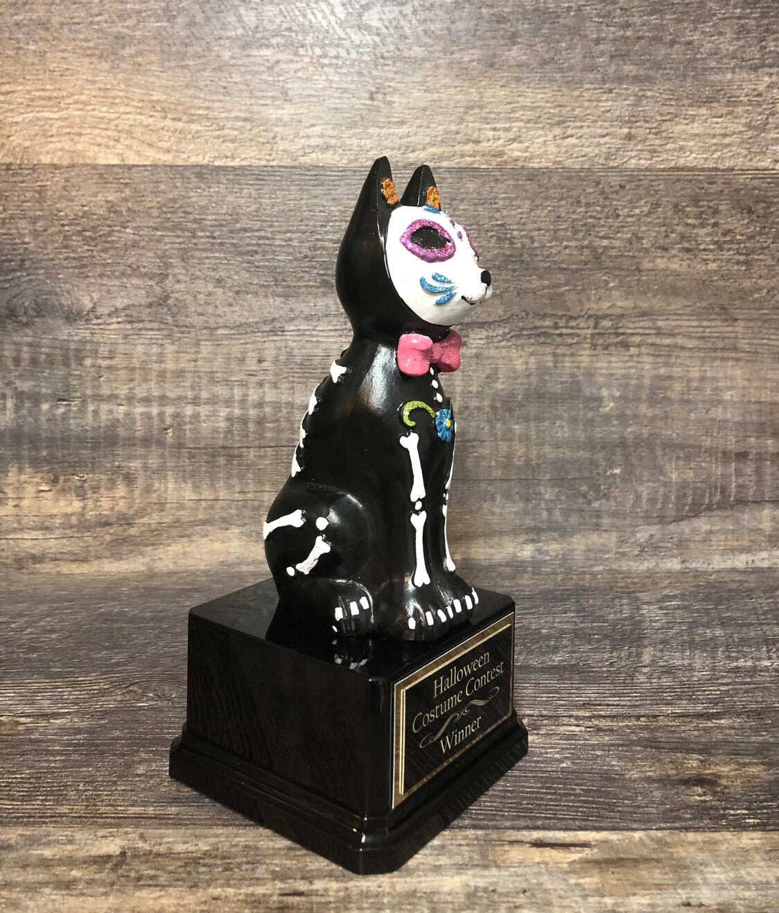 Halloween Trophy Trophies Day of the Dead Sugar Skull Cat Dia De Los Muertos Costume Contest Pumpkin Carving Contest Trophy Halloween Decor