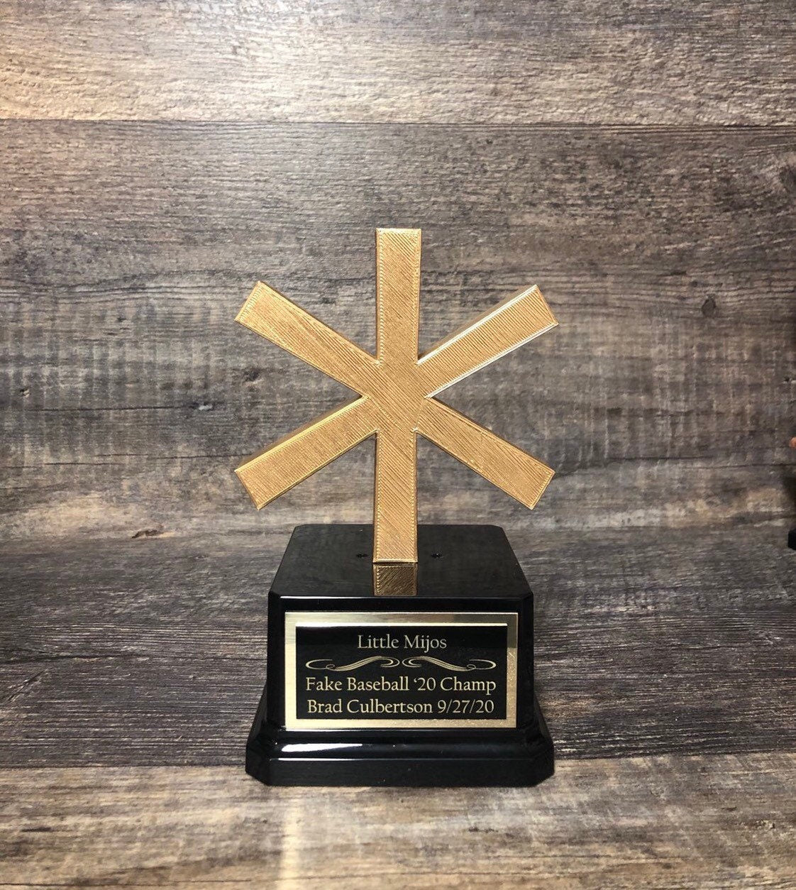Fantasy Baseball Trophy Award Asterisk Baseball FBB Baseball League Bracket Champion Championship Team Award Personalized