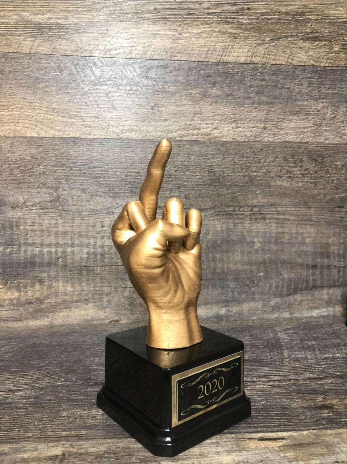 Funny Trophy Middle Finger Gag Gift Adult Humor Friend Birthday Gift Flipping You The Bird F*ck You Trophy One Finger Two Words