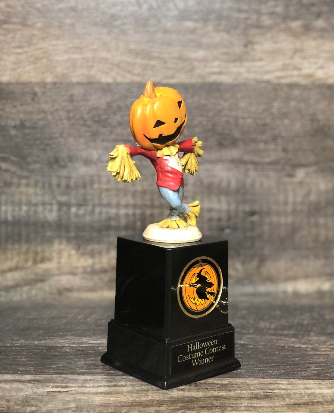 Halloween Trophy Pumpkin Scarecrow Trunk or Treat Best Costume Contest Pumpkin Carving Contest Scariest Costume Vintage Halloween Decor