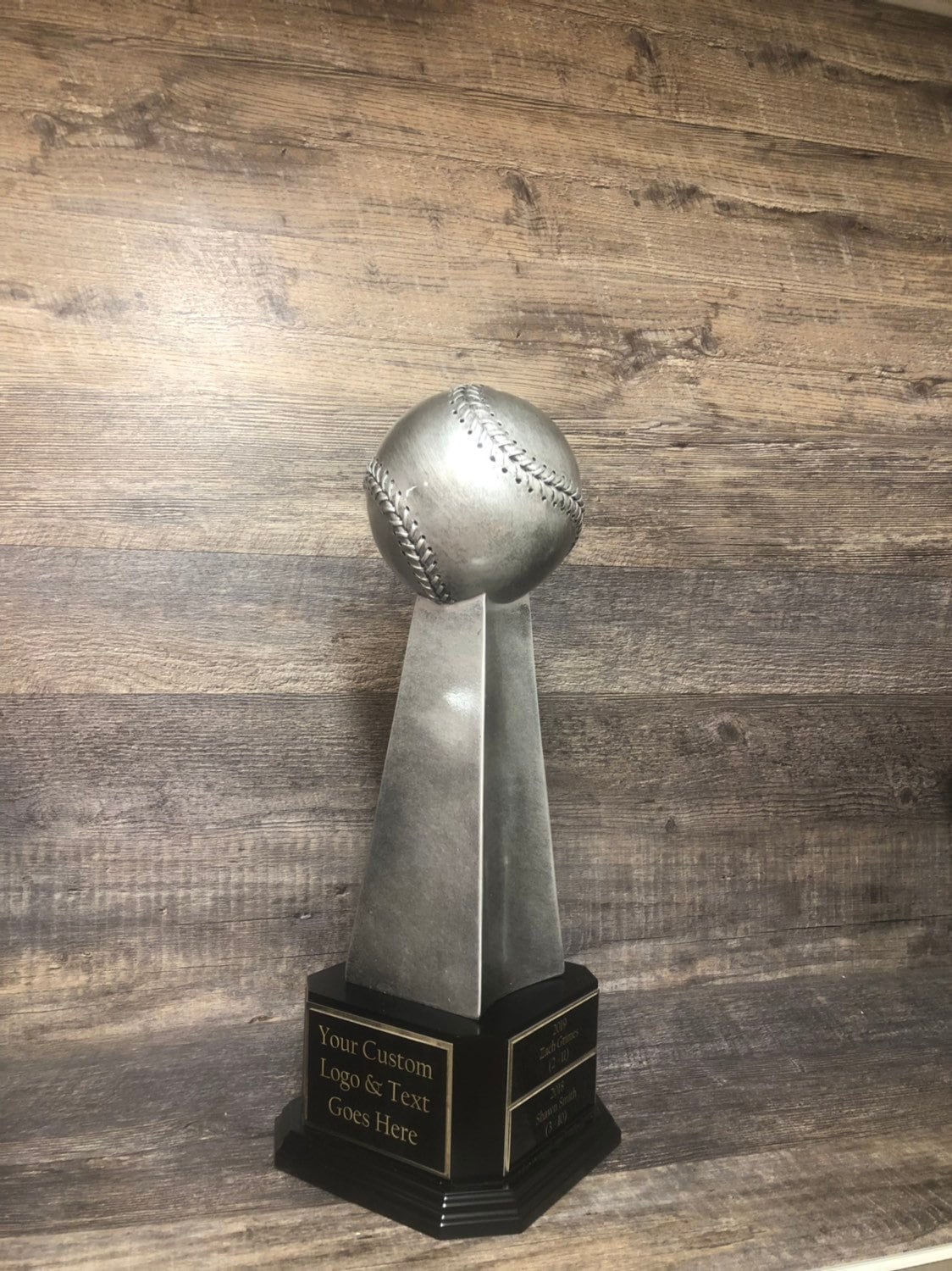 Baseball Trophy Fantasy Baseball Perpetual Trophy XL Antique Silver Award FBB Baseball League Champion Championship Team Award Personalized