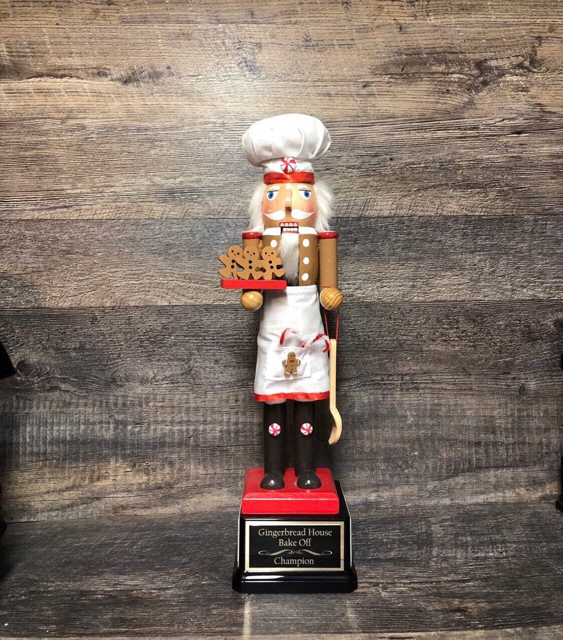 17" Gingerbread House Cookie Bake Off Christmas Nutcracker Trophy Ugly Sweater Contest Large GINGERBREAD MAN Nutcracker Holiday Decor