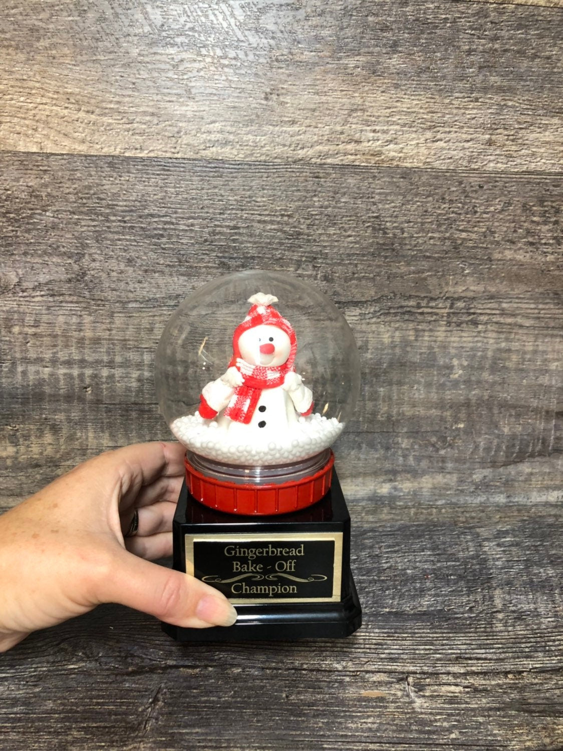 Ugly Sweater Trophy Snowman Snow Globe Trophy Best Snowman Gingerbread Bake Off Winner Holiday Christmas Party Trophy Decor Cookie Bake Off