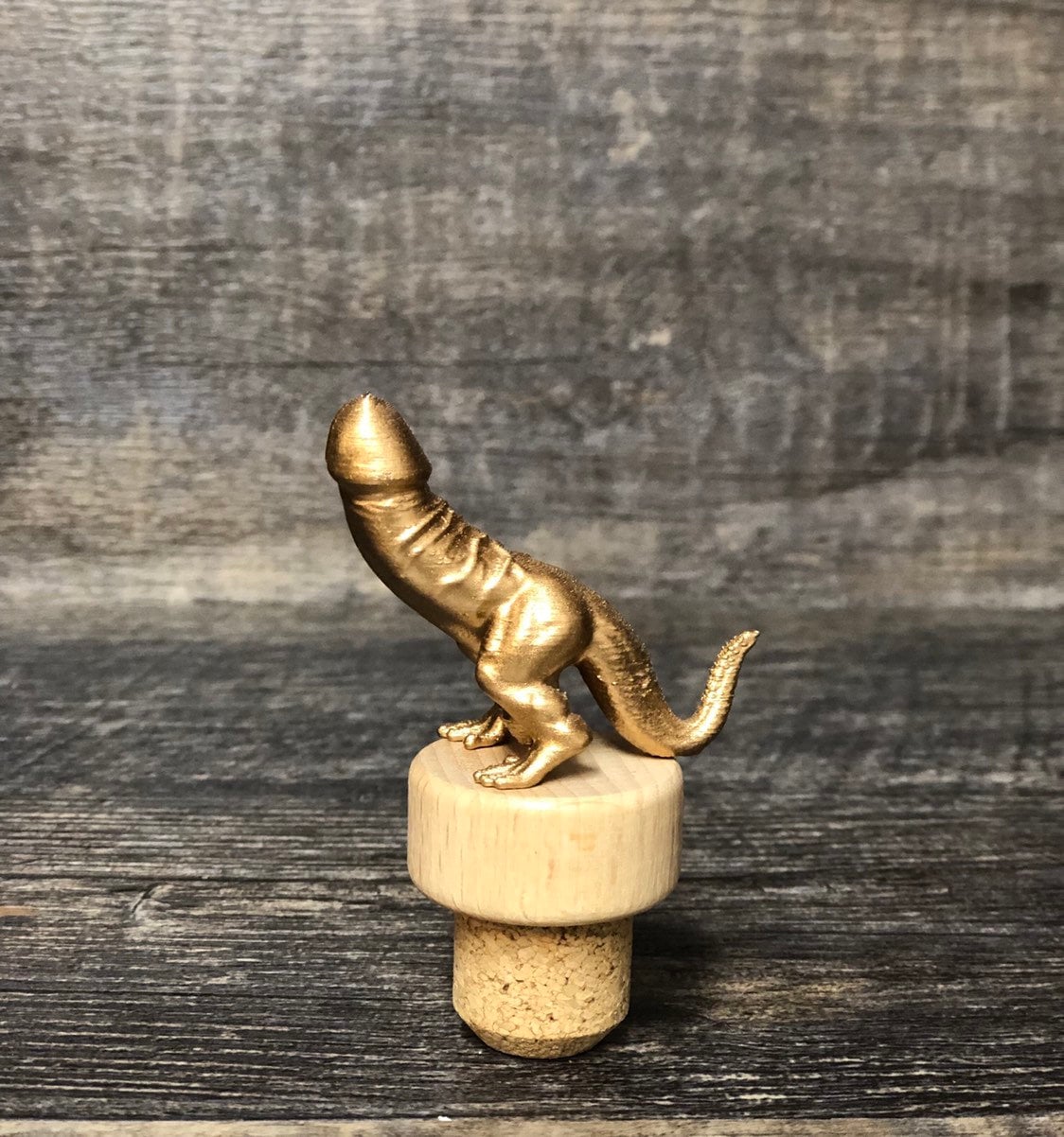 Golden DICKASAURUS Wine Stopper Funny Novelty Gift Bottle Cork Wine Stopper Gag Gift Wine Lover Birthday Gift Stocking Stuffer Secret Santa