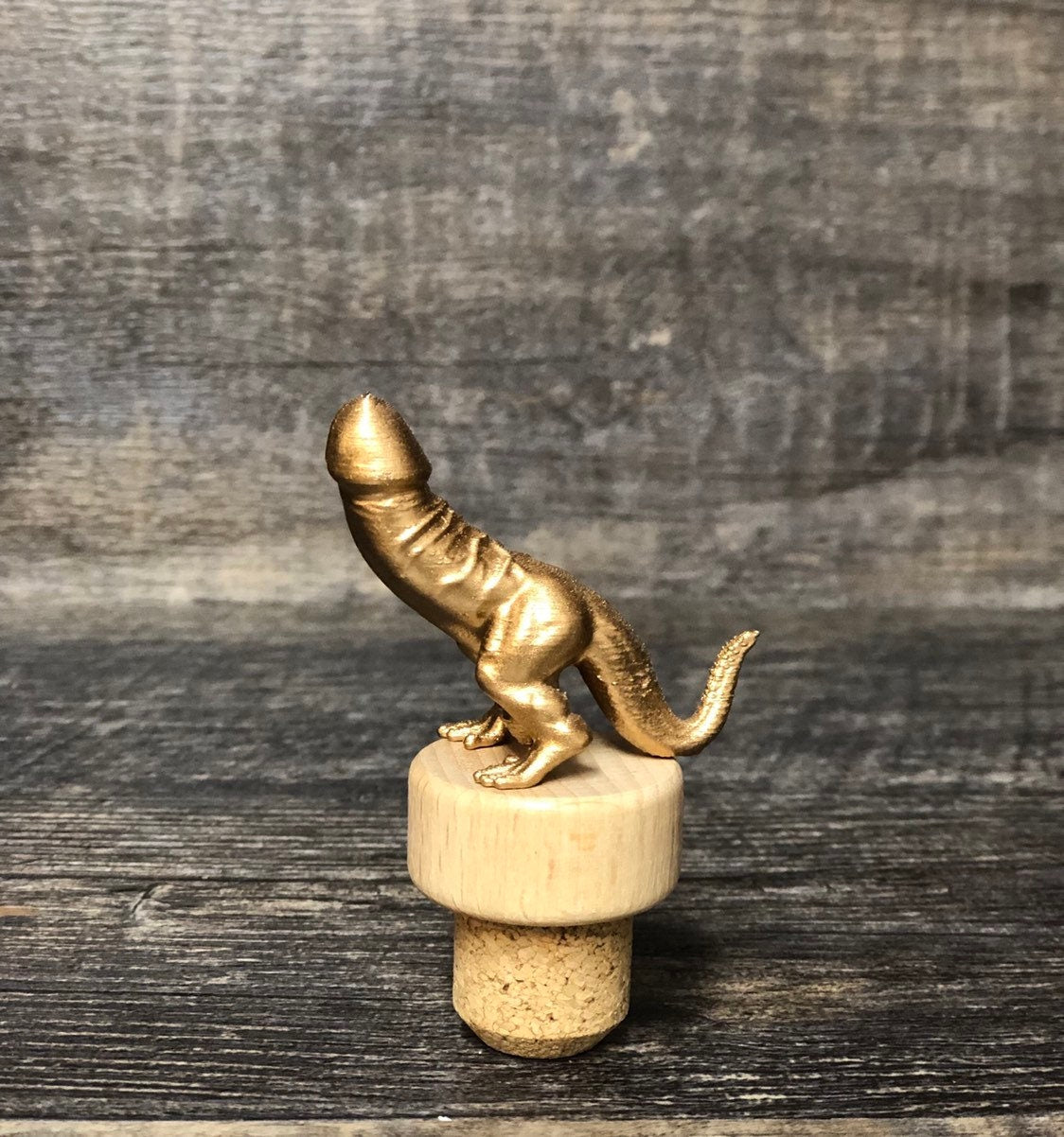 Golden DICKASAURUS Wine Stopper Funny Novelty Gift Bottle Cork Wine Stopper Gag Gift Wine Lover Birthday Gift Stocking Stuffer Secret Santa