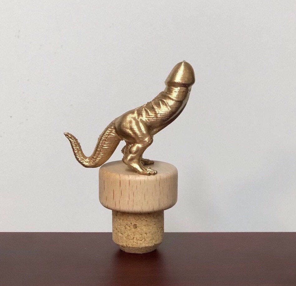 Funny Wine Stopper Golden DICKASAURUS Gift For Him Stocking Stuffer Novelty Bottle Wine Cork Wine Stopper Gag Gift Wine Lover Birthday Gift