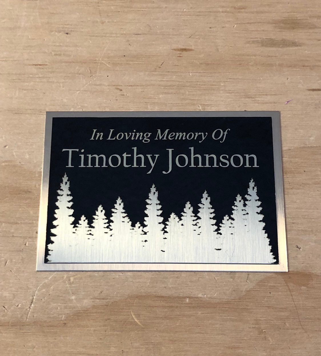 Custom Engraved Name Plate Cremation Urn OUTDOORS TREES Memorial Urn Tag Plaque In Loving Memory of Black/Gold Back Engraved Urn Name Plate