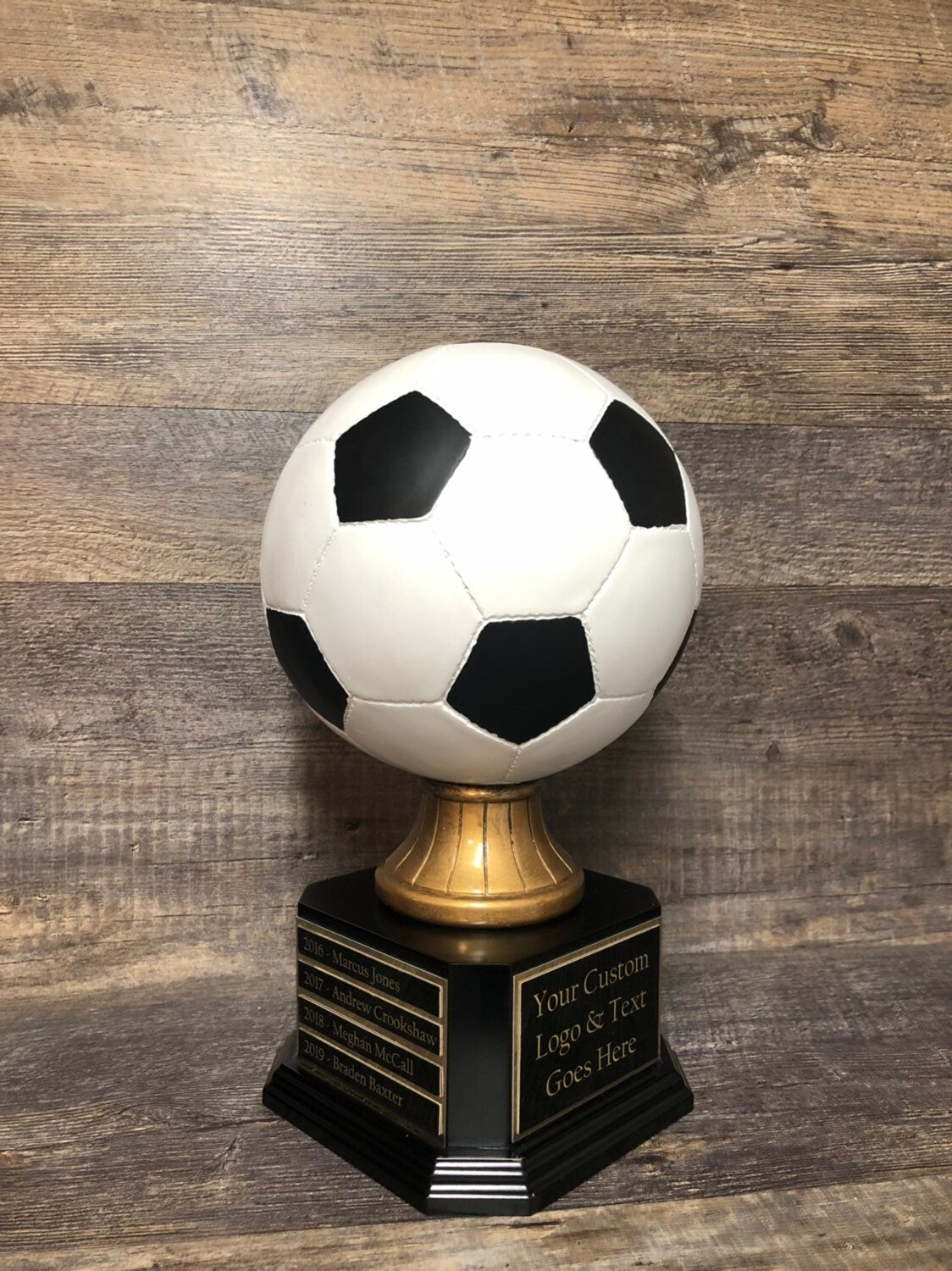 Soccer Trophy FULL SIZE Realistic Fantasy Soccer League Trophy 15" Soccer Ball 6 or 12 Year Perpetual Championship League Award Winner