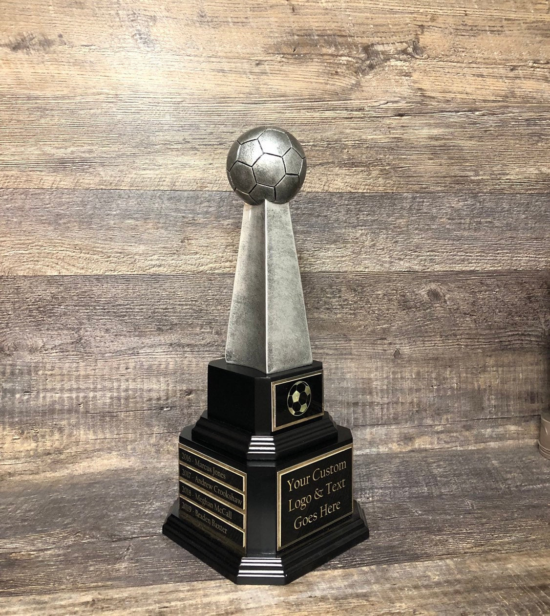 Soccer Trophy Fantasy Soccer Football League Trophy Antique Silver Soccer Trophy 6 or 12 Year Perpetual Championship League Award