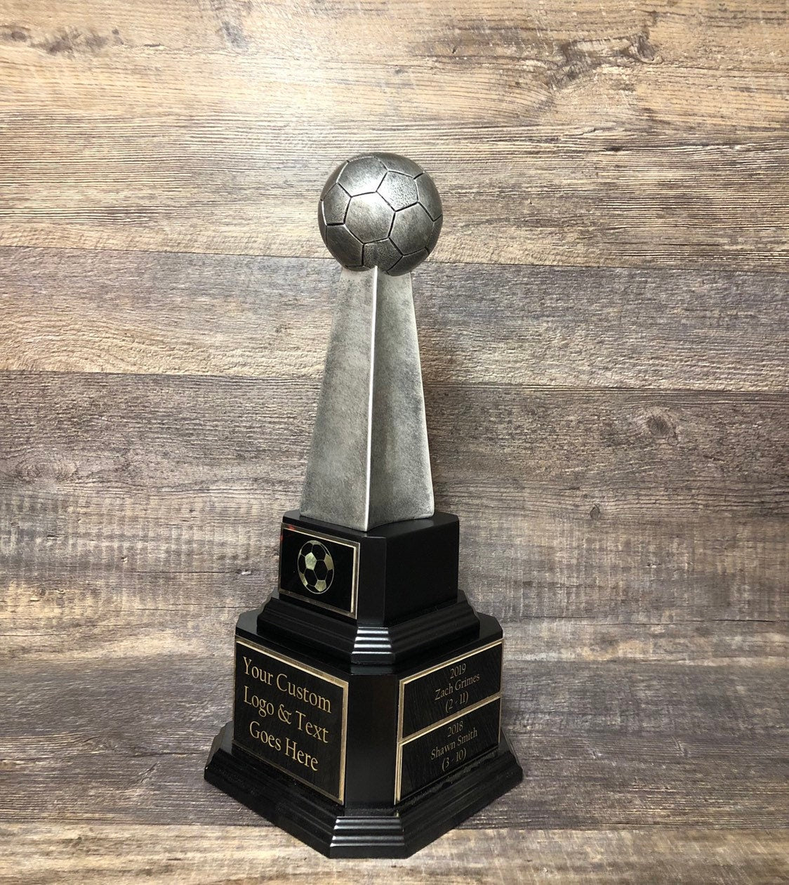 Soccer Trophy Fantasy Soccer Football League Trophy Antique Silver Soccer Trophy 6 or 12 Year Perpetual Championship League Award