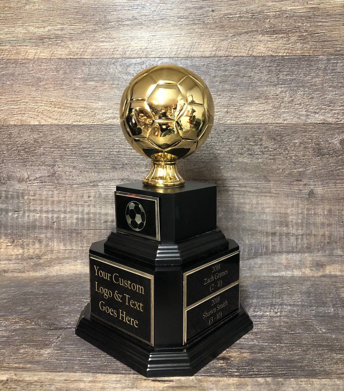 Soccer Trophy Fantasy Soccer Football League Trophy Shiny Gold Soccer Ball 6 or 12 Year Perpetual Championship League Award