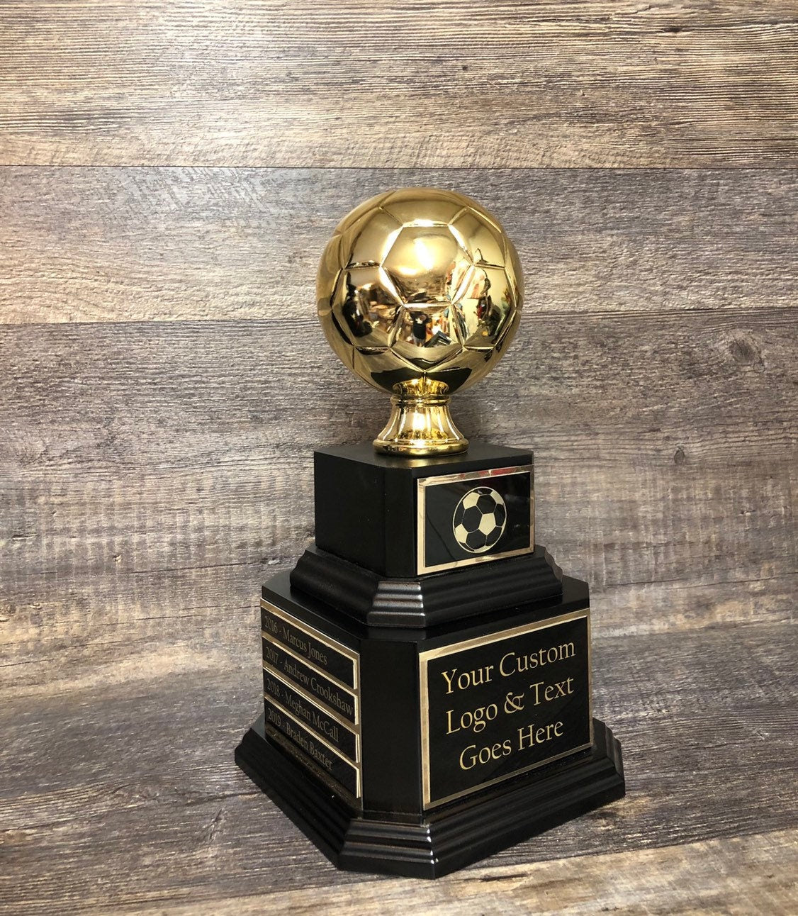 Soccer Trophy Fantasy Soccer Football League Trophy Shiny Gold Soccer Ball 6 or 12 Year Perpetual Championship League Award