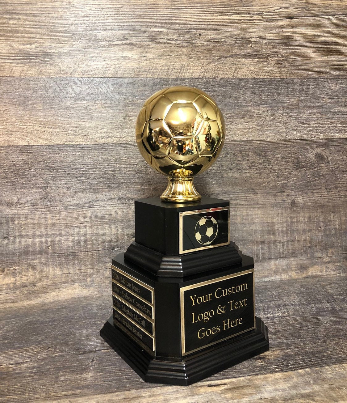 Soccer Trophy Fantasy Soccer Football League Trophy Shiny Gold Soccer Ball 6 or 12 Year Perpetual Championship League Award