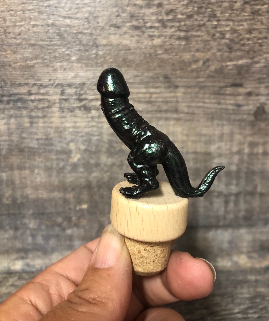 Wine Stopper DICKASAURUS Color Shift GREEN Iridescent Mature Funny Novelty Bottle Wine Stopper Gag Gift Christmas Wine Lover Birthday Gift