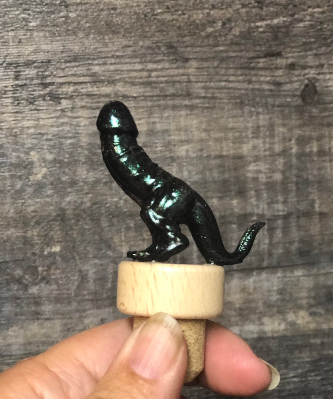 Wine Stopper DICKASAURUS Color Shift GREEN Iridescent Mature Funny Novelty Bottle Wine Stopper Gag Gift Christmas Wine Lover Birthday Gift