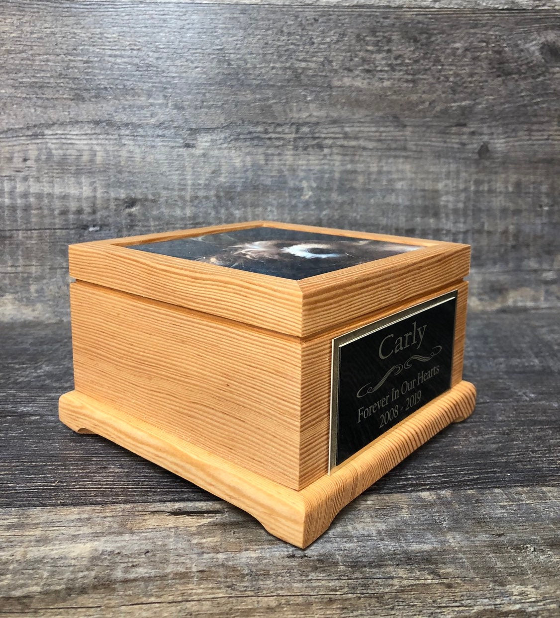 Dog Urn Pet Urn Cat Urn Pet Memorial Keepsake Box Yorkie Cremation Urn Custom Photo Tile & Tag Small Dog / Animal Urn Up To 25lbs