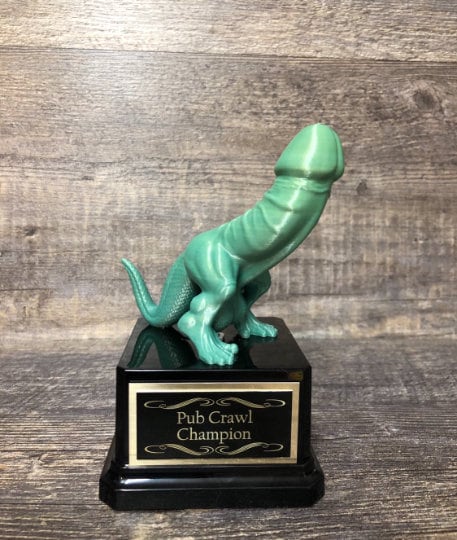 Pub Crawl Champion St Patrick's Day DICKASAURUS Trophy Shenanigans Award Best Irish Jig Dance Winner Leprechaun Centerpiece